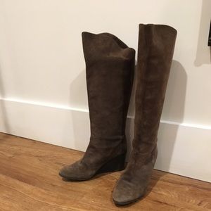 KORS by Michael Kors brown suede wedge heels boots
